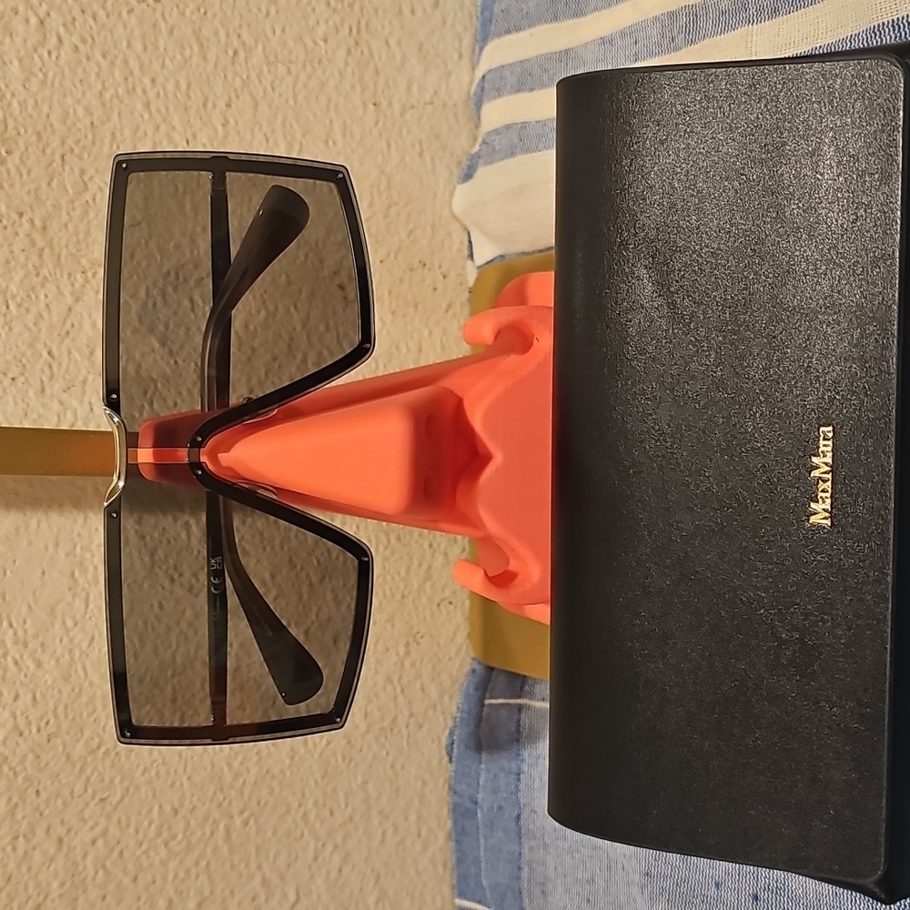 MaxMara Black Oversized Shield Sunglasses with Smoke Lenses